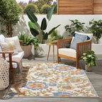 Nourison Home Aloha Ivory Blue 3'6" x 5'6" Area Rug - Easy Clean, Non Shedding, Bed Room, Living Room, Dining Room, Kitchen (4' x 6')