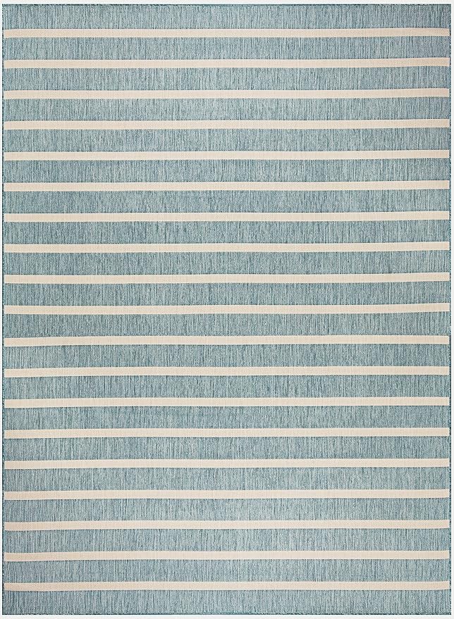 Nourison Home Positano Aqua Ivory 8' x 10' Area Rug - Easy Clean, Non Shedding, Bed Room, Living Room, Dining Room, Kitchen (8' x 10')