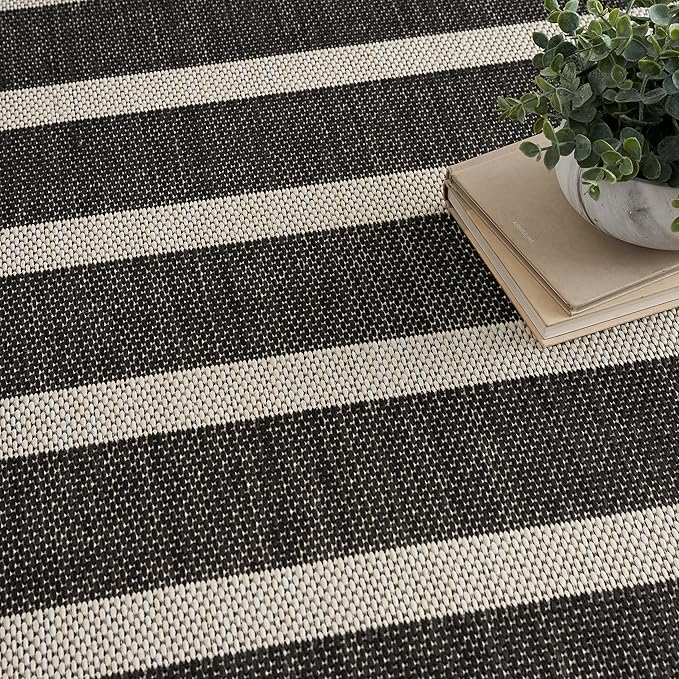 Nourison Home Positano Black Ivory 5' x 7' Area Rug - Easy Clean, Non Shedding, Bed Room, Living Room, Dining Room, Kitchen (5' x 7')