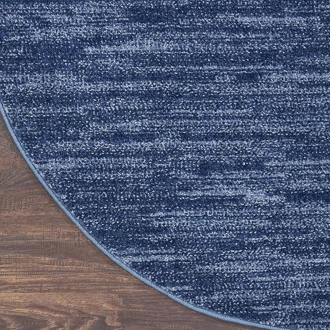 Nourison Home Nourison Essentials Navy Blue 4' x Round Area Rug - Easy Clean, Non Shedding, Bed Room, Living Room, Dining Room, Kitchen (4' x Round)