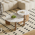 Coffee table set of 2 bedroom set table side table balcony set set living room living room table and balcony modern composite coffee table White + wood color