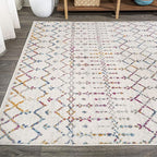 JONATHAN Y Boho Vintage Diamond Ivory/Multi Indoor Area Rug 8X10 ft, Moroccan Hype for Living Room, Bedroom, Kitchen, Office, Easy-Cleaning, High Traffic, Pet-Friendly, Non-Shedding (MOH101E-8)