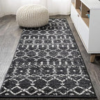 JONATHAN Y Boho Vintage Diamond Black/Ivory Runner Rug 2X14 ft, Moroccan Hype for Living Room, Bedroom, Kitchen, Office, Easy-Cleaning, High Traffic, Pet-Friendly, Non-Shedding (MOH101D-214)