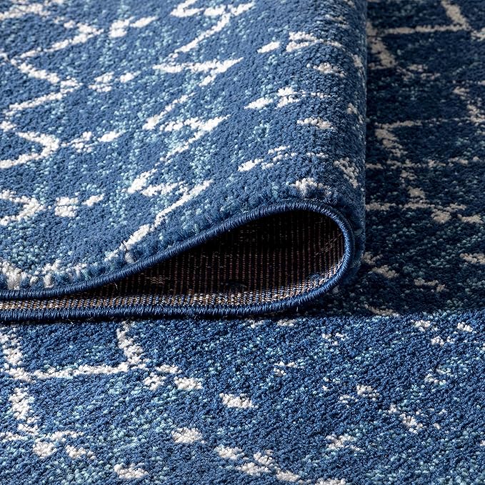 JONATHAN Y Boho Vintage Diamond Blue/White Indoor Area Rug 3X5 ft, Moroccan Hype for Living Room, Bedroom, Kitchen, Office, Easy-Cleaning, High Traffic, Pet-Friendly, Non-Shedding (MOH101A-3)