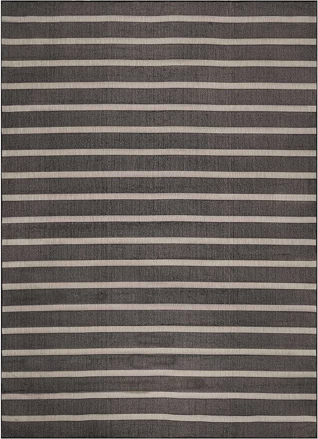 Nourison Home Positano Black Ivory 9' x 12' Area Rug - Easy Clean, Non Shedding, Bed Room, Living Room, Dining Room, Kitchen (9' x 12')