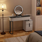 WOLTU 1Set Modern Dressing Table with LED Lighting 3 Colors Girls Women Vanity Cosmetic Table Drawers 1 Side Cabinet