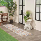 Nourison Home Aloha Ivory Blue 2'3" x 8' Area Rug - Easy Clean, Non Shedding, Bed Room, Living Room, Dining Room, Kitchen (8' Runner)