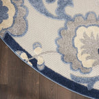 Nourison Home Aloha Blue Grey 7'10" x Round Area Rug - Easy Clean, Non Shedding, Bed Room, Living Room, Dining Room, Kitchen (8' x Round)