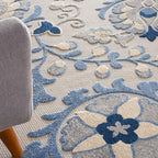 Nourison Home Aloha Blue Grey 9'6" x 13' Area Rug - Easy Clean, Non Shedding, Bed Room, Living Room, Dining Room, Kitchen (10' x 13')