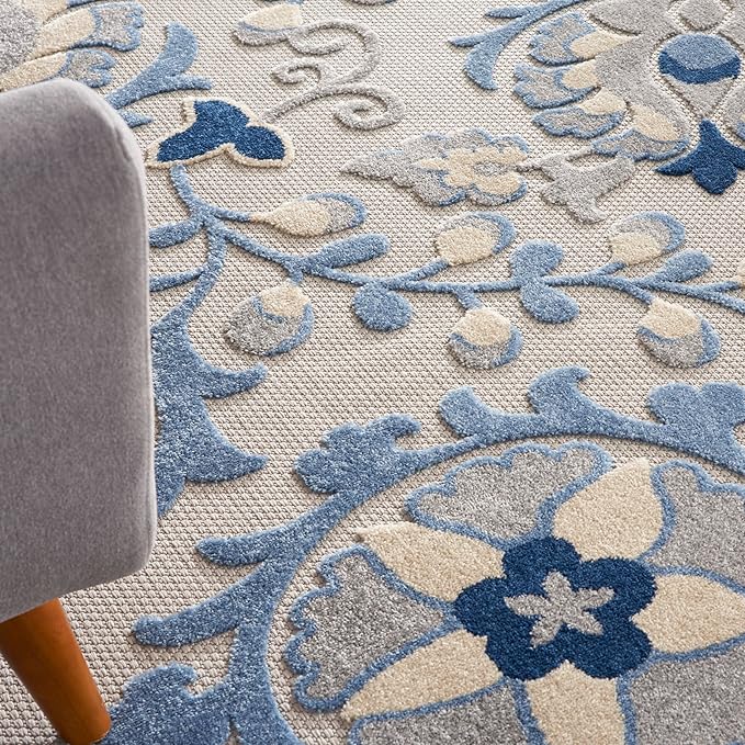 Nourison Home Aloha Blue Grey 9'6" x 13' Area Rug - Easy Clean, Non Shedding, Bed Room, Living Room, Dining Room, Kitchen (10' x 13')