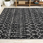 JONATHAN Y Boho Vintage Diamond Black/Ivory Indoor Area Rug 5X8 ft, Moroccan Hype for Living Room, Bedroom, Kitchen, Office, Easy-Cleaning, High Traffic, Pet-Friendly, Non-Shedding (MOH101D-5)