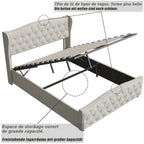 ROSAHQNDA Upholstered Bed, Hydraulic Bed In Modern Style, 140/160 X 200 Cm, Gray Flannel Rivet. Double Bed Without Mattress