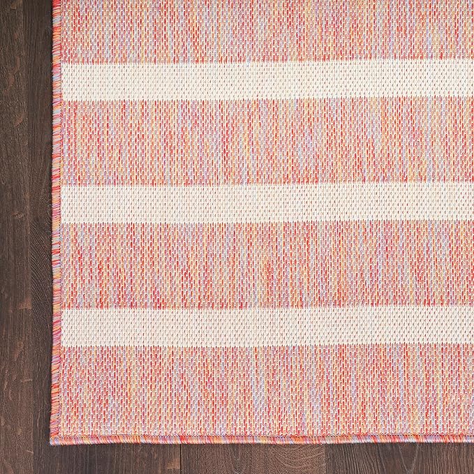 Nourison Home Positano Rainbow Ivory 7' x 10' Area Rug - Easy Clean, Non Shedding, Bed Room, Living Room, Dining Room, Kitchen (7' x 10')