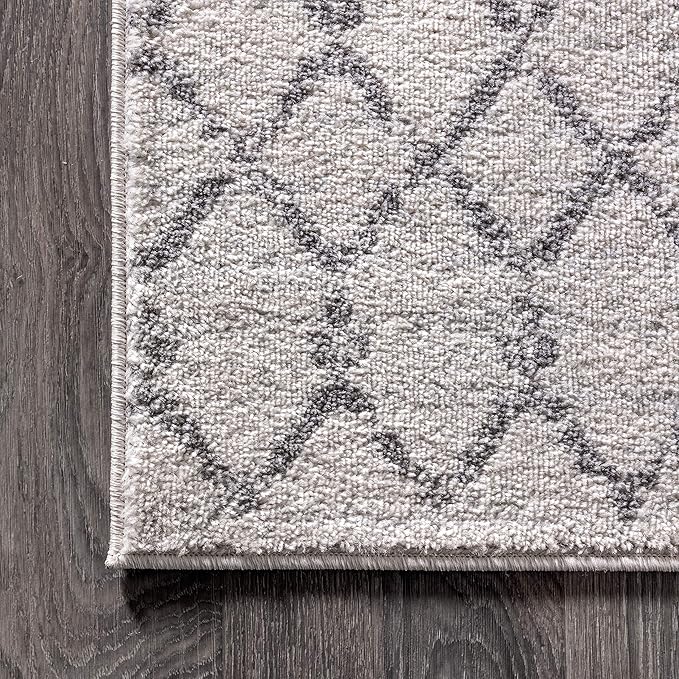 JONATHAN Y Boho Vintage Diamond Cream/Gray Oval Area Rug 6X9 ft, Moroccan Hype for Living Room, Bedroom, Kitchen, Office, Easy-Cleaning, High Traffic, Pet-Friendly, Non-Shedding (MOH101B-6OV)