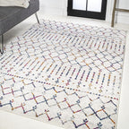 JONATHAN Y Boho Vintage Diamond Cream/Multi Indoor Area Rug 8X10 ft, Moroccan Hype for Living Room, Bedroom, Kitchen, Office, Easy-Cleaning, High Traffic, Pet-Friendly, Non-Shedding (MOH101H-8)