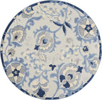 Nourison Home Aloha Blue Grey 5'3" x Round Area Rug - Easy Clean, Non Shedding, Bed Room, Living Room, Dining Room, Kitchen (5' x Round)