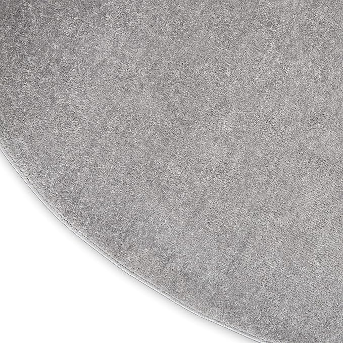 Nourison Home Nourison Essentials Silver Grey 4' x Round Area Rug - Easy Clean, Non Shedding, Bed Room, Living Room, Dining Room, Kitchen (4' x Round)