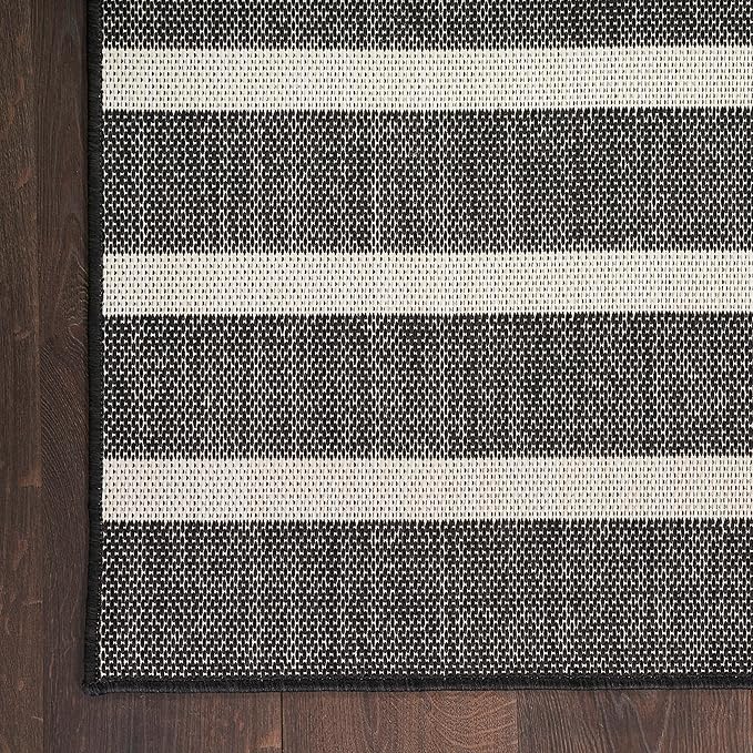 Nourison Home Positano Black Ivory 7' x 10' Area Rug - Easy Clean, Non Shedding, Bed Room, Living Room, Dining Room, Kitchen (7' x 10')