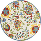 Nourison Home Aloha Ivory Multicolor 7'10" x Round Area Rug - Easy Clean, Non Shedding, Bed Room, Living Room, Dining Room, Kitchen (8' x Round)