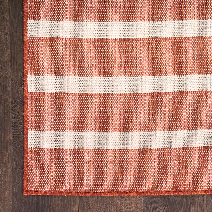 Nourison Home Positano Terracotta Ivory 9' x 12' Area Rug - Easy Clean, Non Shedding, Bed Room, Living Room, Dining Room, Kitchen (9' x 12')