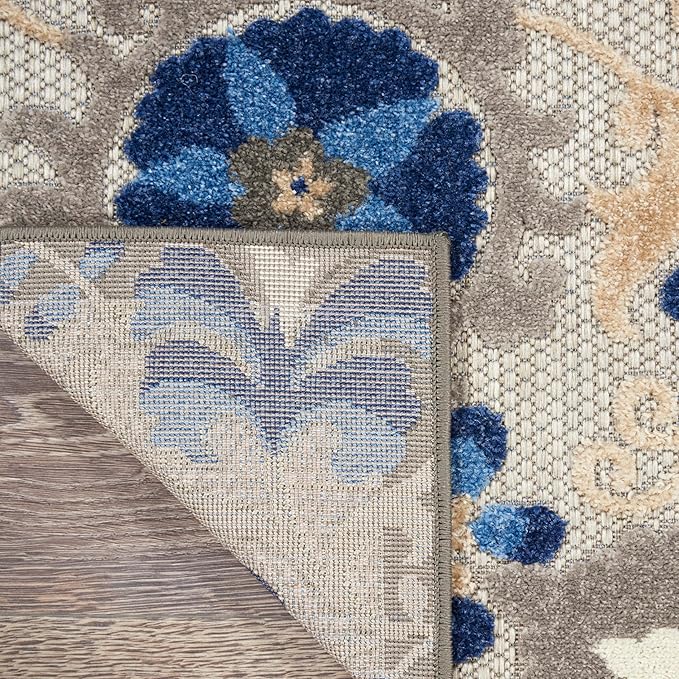 Nourison Home Aloha Natural Blue 7' x 10' Area Rug - Easy Clean, Non Shedding, Bed Room, Living Room, Dining Room, Kitchen (7' x 10')