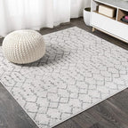 JONATHAN Y Boho Vintage Diamond Cream/Gray Square Area Rug 4X4 ft, Moroccan Hype for Living Room, Bedroom, Kitchen, Office, Easy-Cleaning, High Traffic, Pet-Friendly, Non-Shedding (MOH101B-4SQ)