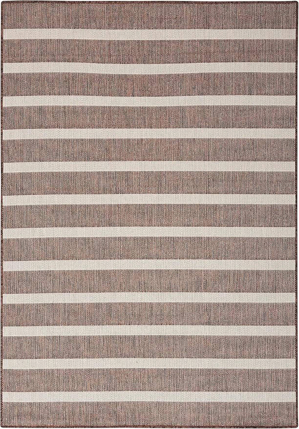 Nourison Home Positano Indoor/Outdoor Natural Ivory 7' x 10' Area Rug, Easy Cleaning, Non Shedding, Bed Room, Living Room, Dining Room, Deck, Backyard, Patio (7x10)