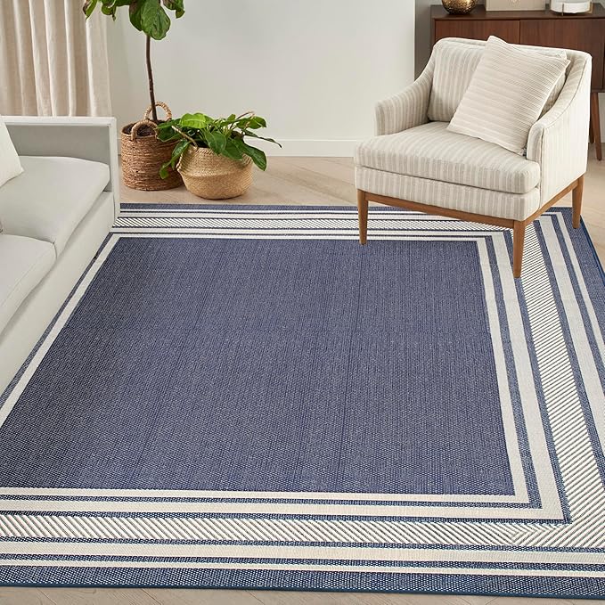 Nourison Home Horizon Indoor/Outdoor Navy 10' x 14' Area Rug - Easy Clean, Non Shedding, Bed Room, Living Room, Dining Room, Kitchen (10' x 14')