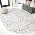 JONATHAN Y Boho Vintage Diamond Cream/Gray Oval Area Rug 6X9 ft, Moroccan Hype for Living Room, Bedroom, Kitchen, Office, Easy-Cleaning, High Traffic, Pet-Friendly, Non-Shedding (MOH101B-6OV)