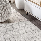 JONATHAN Y Boho Vintage Diamond Cream/Gray Round Area Rug 8 ft, Moroccan Hype for Living Room, Bedroom, Kitchen, Office, Easy-Cleaning, High Traffic, Pet-Friendly, Non-Shedding (MOH101B-8R)