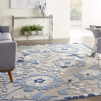 Nourison Home Aloha Blue Grey 9'6" x 13' Area Rug - Easy Clean, Non Shedding, Bed Room, Living Room, Dining Room, Kitchen (10' x 13')