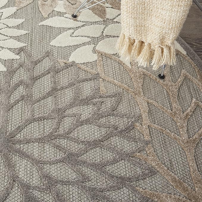 Nourison Home Aloha Natural 4' x Round Area Rug - Easy Clean, Non Shedding, Bed Room, Living Room, Dining Room, Kitchen (4' x Round)