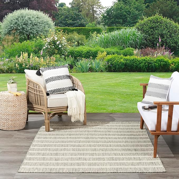 Nourison Home Positano Grey Ivory 9' x 12' Area Rug - Easy Clean, Non Shedding, Bed Room, Living Room, Dining Room, Kitchen (9' x 12')