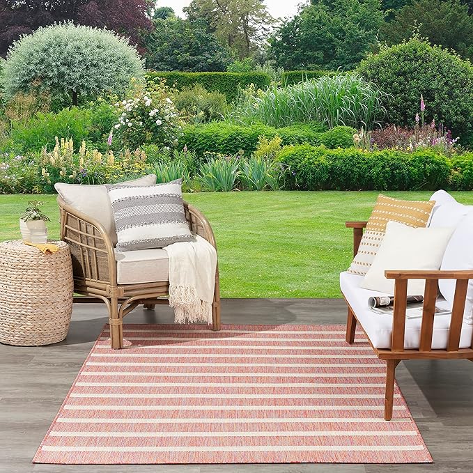 Nourison Home Positano Rainbow Ivory 7' x 10' Area Rug - Easy Clean, Non Shedding, Bed Room, Living Room, Dining Room, Kitchen (7' x 10')