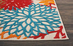 Nourison Home Aloha Indoor/Outdoor Green 2'3'' x 8' Area-Rug, Tropical, Botanical, Easy-Cleaning, Non Shedding, Bed Room, Living Room, Dining Room, Deck, Backyard, Patio (2x8)