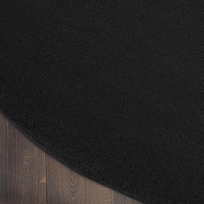 Nourison Home Nourison Essentials Black 6' x Round Area Rug - Easy Clean, Non Shedding, Bed Room, Living Room, Dining Room, Kitchen (6' x Round)