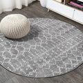 JONATHAN Y Boho Vintage Diamond Gray/Ivory Round Area Rug 3 ft, Moroccan Hype for Living Room, Bedroom, Kitchen, Office, Easy-Cleaning, High Traffic, Pet-Friendly, Non-Shedding (MOH101C-3R)