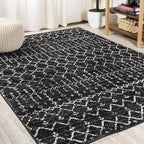 JONATHAN Y Boho Vintage Diamond Black/Ivory Indoor Area Rug 10X13 ft, Moroccan Hype for Living Room, Bedroom, Kitchen, Office, Easy-Cleaning, High Traffic, Pet-Friendly, Non-Shedding (MOH101D-13)
