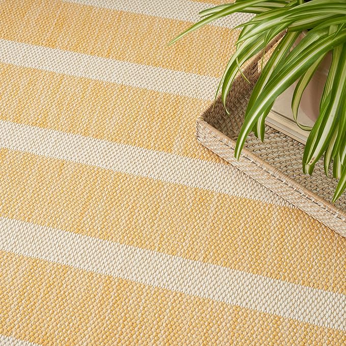 Nourison Home Positano Yellow Ivory 9' x 12' Area Rug - Easy Clean, Non Shedding, Bed Room, Living Room, Dining Room, Kitchen (9' x 12')