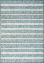 Nourison Home Positano Aqua Ivory 7' x 10' Area Rug - Easy Clean, Non Shedding, Bed Room, Living Room, Dining Room, Kitchen (7' x 10')