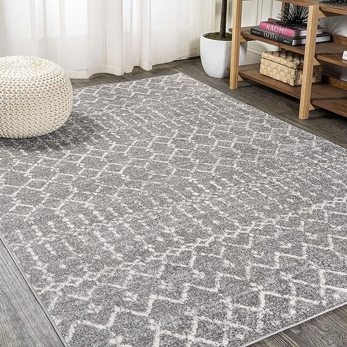 JONATHAN Y Boho Vintage Diamond Gray/Ivory Indoor Area Rug 12X18 ft, Moroccan Hype for Living Room, Bedroom, Kitchen, Office, Easy-Cleaning, High Traffic, Pet-Friendly, Non-Shedding (MOH101C-18)