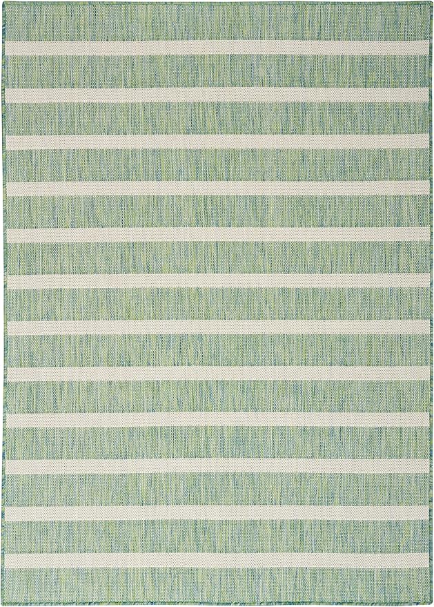 Nourison Home Positano Blue Green Ivory 6' x 9' Area Rug - Easy Clean, Non Shedding, Bed Room, Living Room, Dining Room, Kitchen (6' x 9')