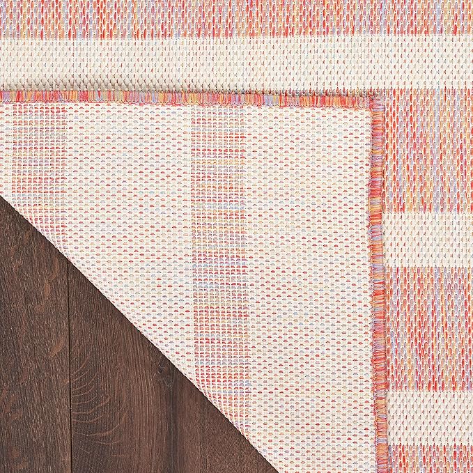 Nourison Home Positano Rainbow Ivory 7' x 10' Area Rug - Easy Clean, Non Shedding, Bed Room, Living Room, Dining Room, Kitchen (7' x 10')