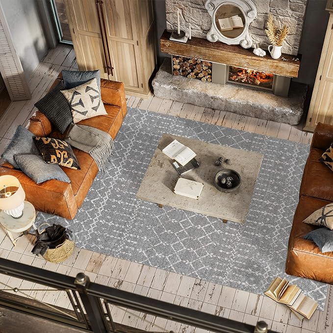 JONATHAN Y Boho Vintage Diamond Gray/Ivory Indoor Area Rug 10X14 ft, Moroccan Hype for Living Room, Bedroom, Kitchen, Office, Easy-Cleaning, High Traffic, Pet-Friendly, Non-Shedding (MOH101C-14)