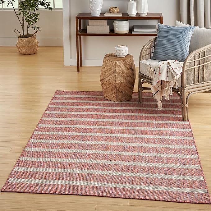 Nourison Home Positano Rainbow Ivory 7' x 10' Area Rug - Easy Clean, Non Shedding, Bed Room, Living Room, Dining Room, Kitchen (7' x 10')