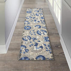 Nourison Home Aloha Natural Blue 2'3" x 10' Area Rug - Easy Clean, Non Shedding, Bed Room, Living Room, Dining Room, Kitchen (10' Runner)
