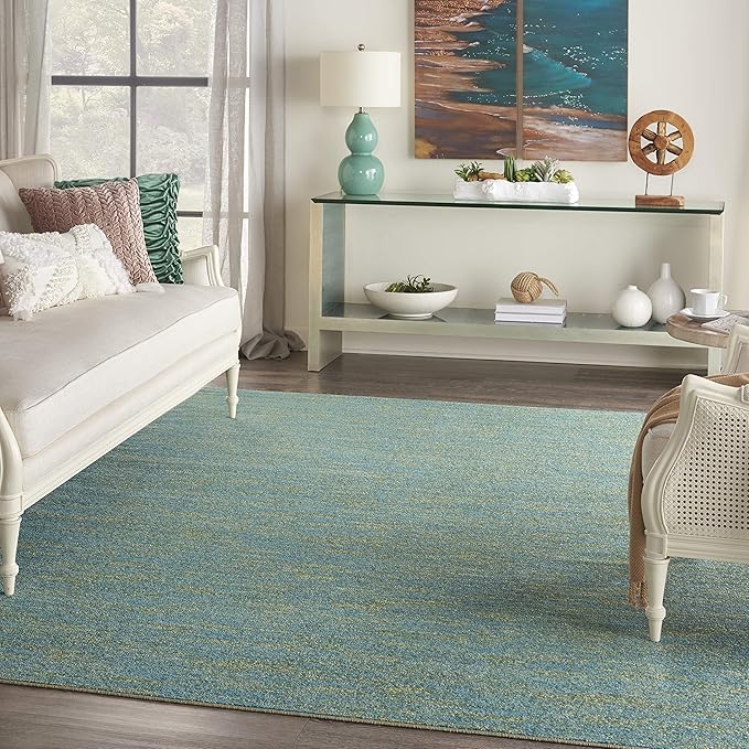 Nourison Home Nourison Essentials Blue Green 7' x 10' Area Rug - Easy Clean, Non Shedding, Bed Room, Living Room, Dining Room, Kitchen (7' x 10')