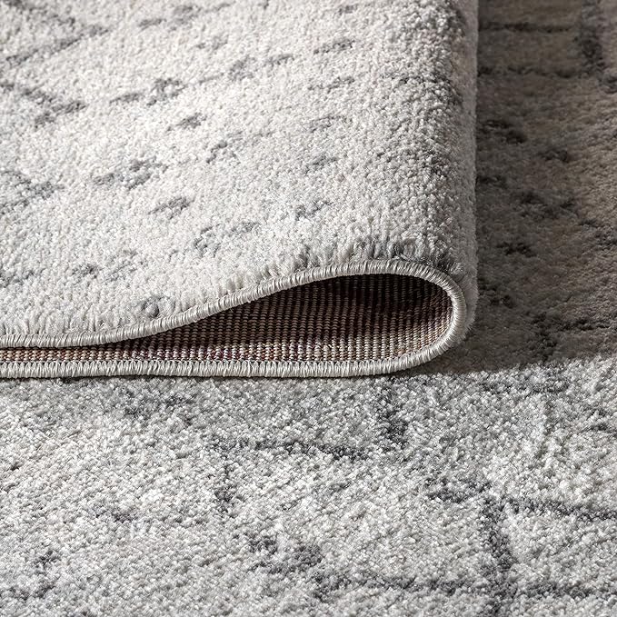 JONATHAN Y Boho Vintage Diamond Cream/Gray Round Area Rug 7 ft, Moroccan Hype for Living Room, Bedroom, Kitchen, Office, Easy-Cleaning, High Traffic, Pet-Friendly, Non-Shedding (MOH101B-7R)