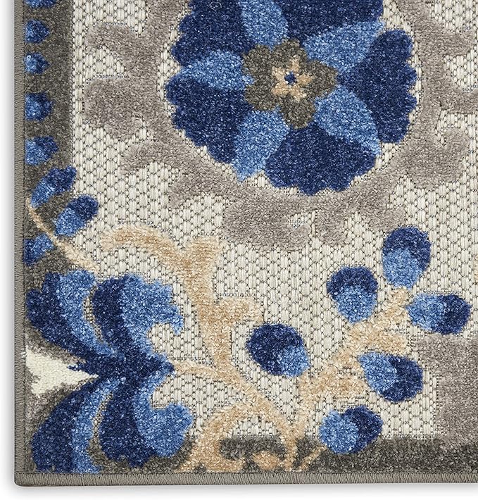 Nourison Home Aloha Natural Blue 2'3" x 10' Area Rug - Easy Clean, Non Shedding, Bed Room, Living Room, Dining Room, Kitchen (10' Runner)