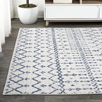 JONATHAN Y Boho Vintage Diamond Cream/Navy Indoor Area Rug 5X8 ft, Moroccan Hype for Living Room, Bedroom, Kitchen, Office, Easy-Cleaning, High Traffic, Pet-Friendly, Non-Shedding (MOH101F-5)